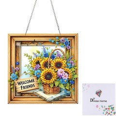 C’eitura DIY Diamond Art Kit Sunflower Welcome Friends Sign,5D Rhinestone Pai…