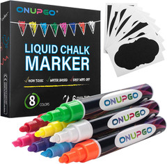 ONUPGO Liquid Chalk Markers, 8 Colors Chalk Pens for Blackboard, Chalkboard Sign