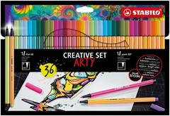 Fineliner + Premium Fibre-Tip Pen – STABILO point 88 + Pen 68 – ARTY – Pack of 3