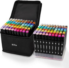 80 Colors Alcohol Markers with Base Permanent Dual Tip Art Markers Coloring Pens