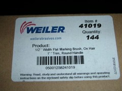 Weiler 41019 1/2″ Flat Marking 1-Stroke Paint Brush Ox Hair 1″ Trim Black Round