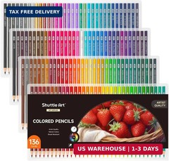 Shuttle Art 136 Coloured Pencils Soft Core Colouring Pencils Set for Adult