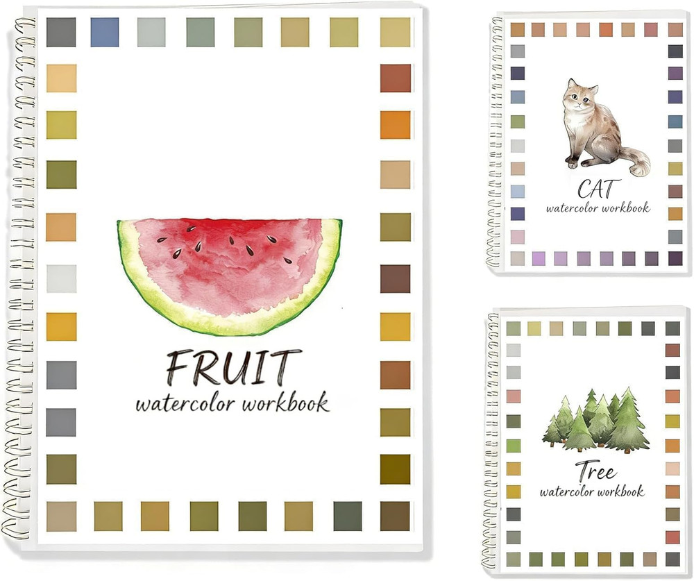 Watercolor Workbooks,16 Spiral-Bound Pages Dispersed Watercolor Workbook for Beg