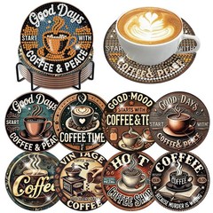 8 Pcs Inspirational Coffee Diamond Art Coasters 3.9 Inch DIY Set