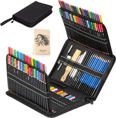 Premium 144 Drawing Pencil Set,Including 120 Colored Pencils and 24 Sketch Kit,A