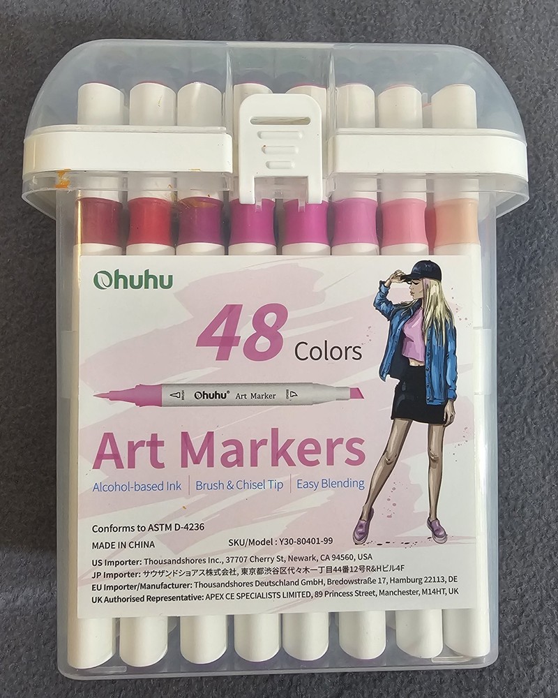 Ohuhu Alcohol Markers 48 Colors Double Tipped Chisel and Fine Tips Easy Bending