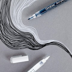 Black&White Extra Fine Tip Acrylic Paint Marker Set 6 Pack 0.7mm Acrylic Pain…