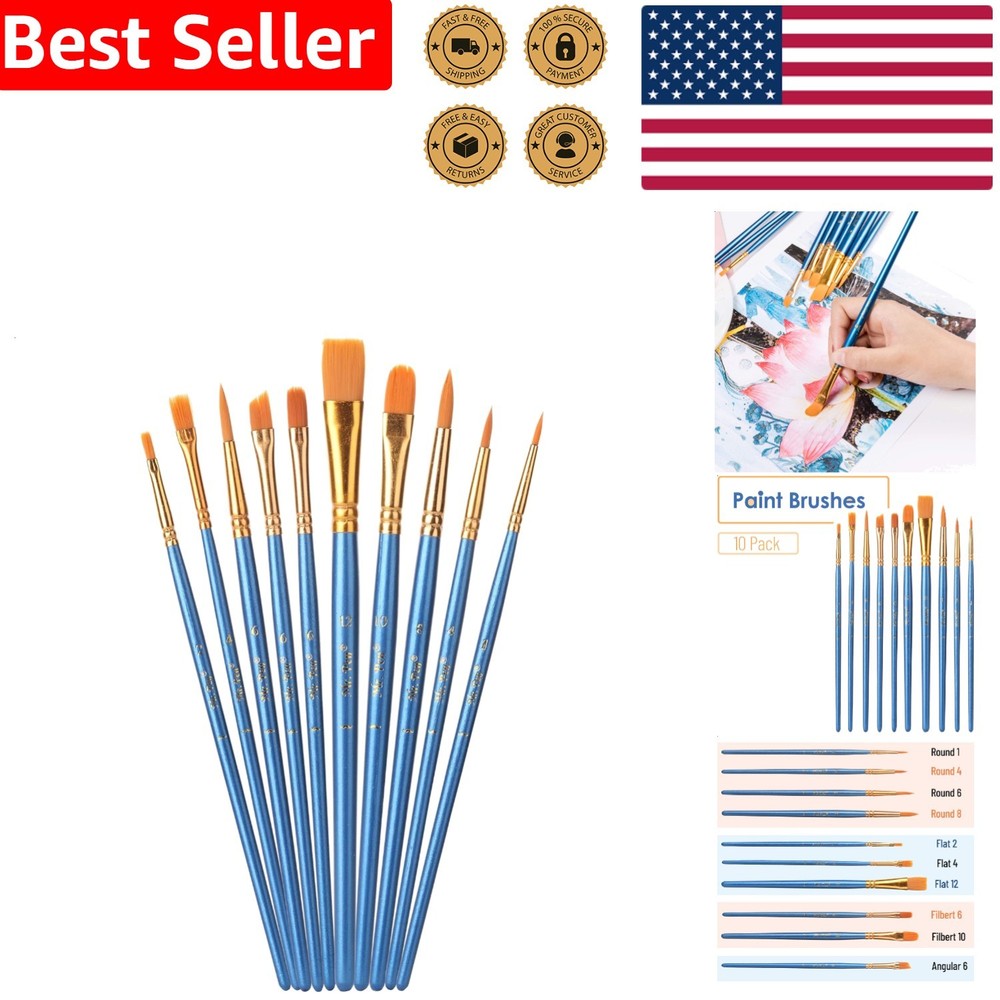 10 Pcs Professional Acrylic Paint Brushes Set – Nylon Artist Tip Brushes