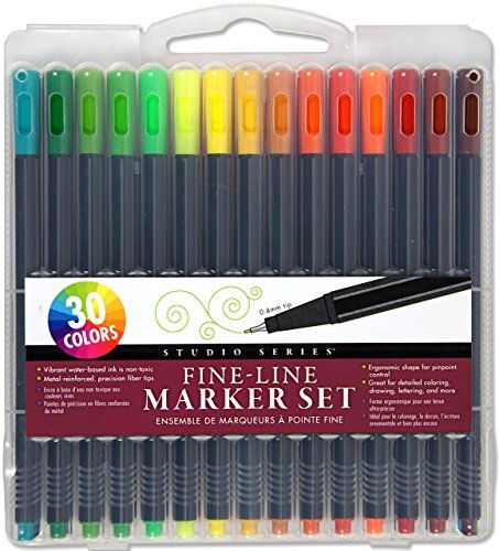 Studio Series Fine-Line Marker Set 30 vibrant colors 0.4mm tips Perfect for A…