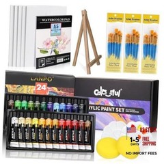 Acrylic Painting Kit – Paint Supplies Set with 24 Colors, 75PCS+24Colors/12 ml