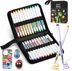 Ohuhu Acrylic Paint Markers Direct Liquid 24 Colors Flexible Brush Tip Acrylic
