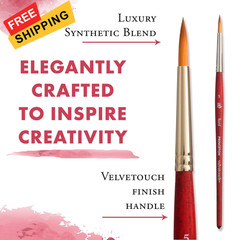 Princeton Velvetouch, Series 3950, Paint Brush for Acrylic, Size 5, Scarlet