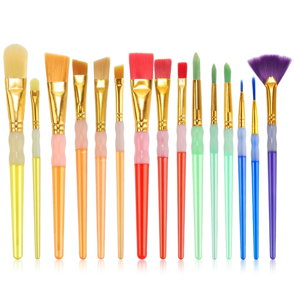 15Pcs Paint Brushes Value Pack, Includes 15 Different Types of Brushes, Nylon…