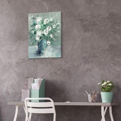 UTOP-art Floral Canvas Wall Art Painting White Rose Flower Green Leaves Hand …