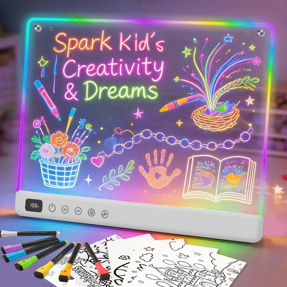 Lumiboard Led Drawing Board with 13 Light Effects, 16″ 14″W x 11″H, White
