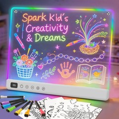 Lumiboard Led Drawing Board with 13 Light Effects, 16″ 14″W x 11″H, White