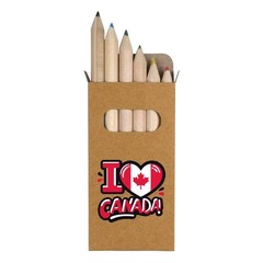 6 x ‘I Love Canada!’ Short 85mm Pencils / Coloured Pencil Set (PE00069298)