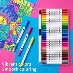 36 Dual-Tip Brush Pens for Adult Coloring 1 Count (Pack of 36), 36 Dual