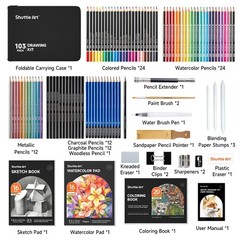 Shuttle Art 103 PCS Drawing Kit, Professional 103 Piece Set, Multicolor