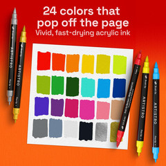 24 Acrylic Paint Markers – Paint Pens for Drawing – for Fabric, Rock, Glass, Woo