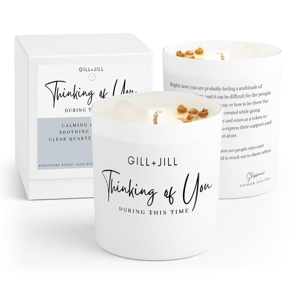 Thinking of You Sympathy Gift Candle – 3 inches (W) x 3.5 (H), White
