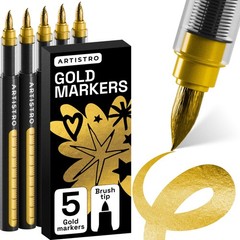 ARTISTRO 5 Gold Paint Pen for Rock, Glass, Ceramic, Wood, Tire, 5,