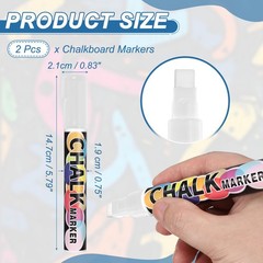 Liquid Chalk Markers 10mm, 2 Pcs Chalkboard Markers Erasable Tip, White