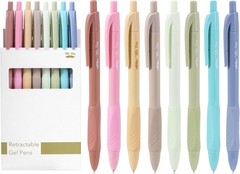 Retractable Gel Pens 8-Pack: Soft Grip, Fine Point 0.5mm, Fast-Dry Black Ink