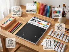 Soucolor Sketch Book 9×12,100 Sheets, Kids Art Sketchbook for Drawing Pad | 68lb
