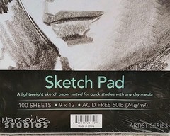 ☆ New Marseilles Studios Sketch Pad, 100 Sheets, 9 inches x 11 inches