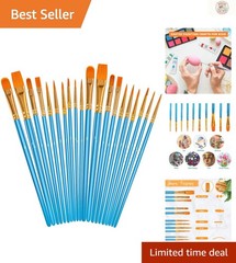 Professional Artist Paintbrush Set – 20 Pieces for Acrylic & Watercolors