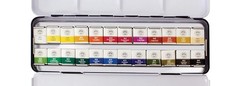24 Colors Solid Paint Half Pan Set Easy Carry Art Supplies For Outdoors