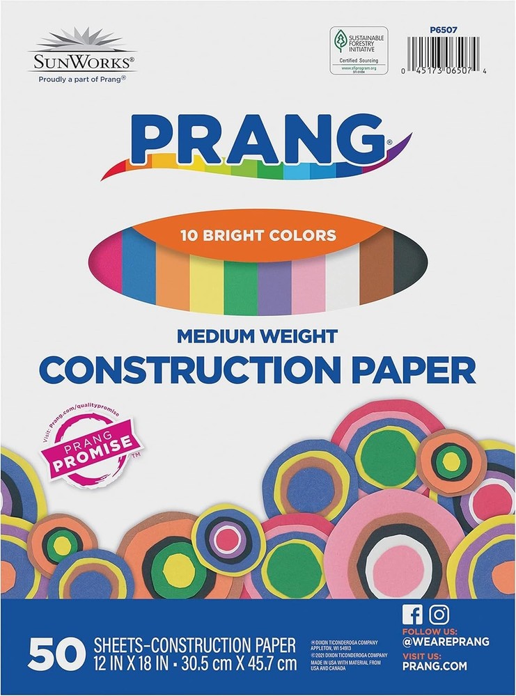 (Formerly Sunworks) Construction Paper, 10 Assorted Colors, 12″ X 18″, 50 Sheets