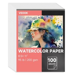 Watercolor Paper Bulk 8.5×11 Inch 100 Sheets 95lb 200gsm Artist Painting