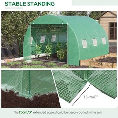 Outsunny 10x10ft Walk-in Tunnel Hoop Greenhouse, Steel Frame, Green