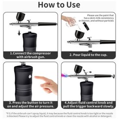 Portable Air Compressor Kit Air-Brush Paint Spray Gun Nail Tattoo Art Airbrush