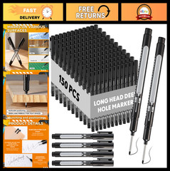 150 Pcs Long Nib Marker Pens – Quick Dry, Waterproof, Deep Hole Markers for Meta