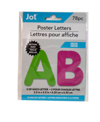 2- 78 Pcs Jot Poster Letters Neon pink green blue 2.5″ X 2.5″ 3 each letter DR2b