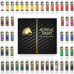 Acrylic Paint Set, 48 Colors, 48 X 0.4 Fl Oz (12 Ml) Tubes, Lightfast Heavy Body