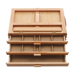 Adjustable Beech Wood Tabletop Easel with 3 Drawers & Storage
