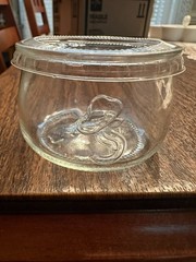 Lot of 6 Clear Glass Dessert Custard Bowls or Trinket Dishes with Plastic Lids