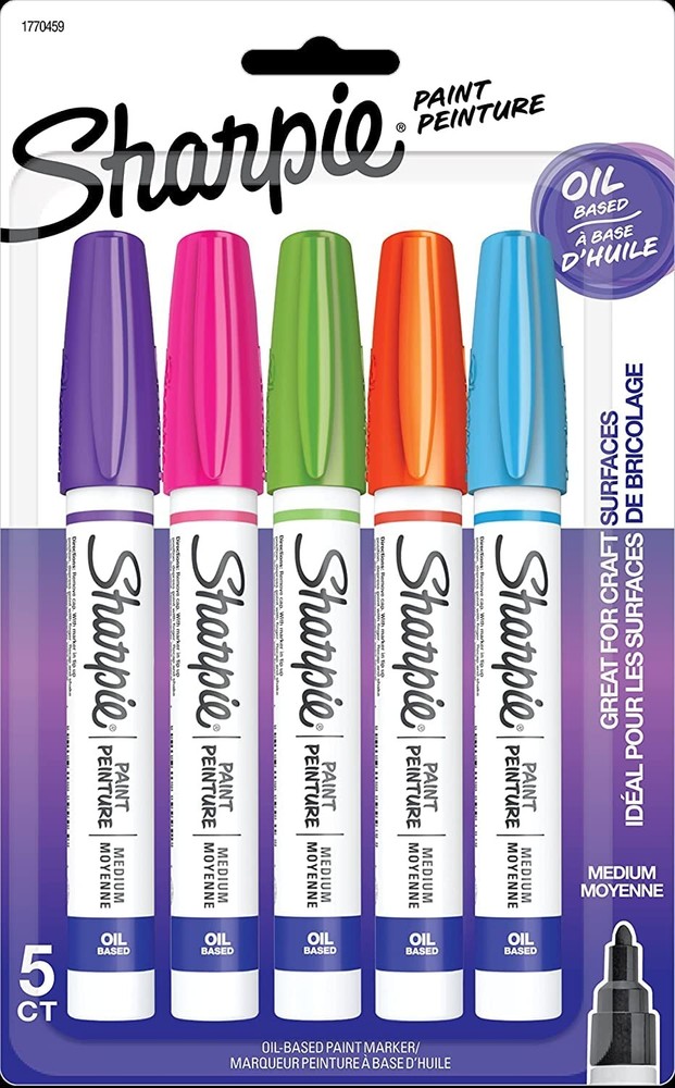 Sharpie Oil-Based Paint Markers, Medium 1 Count (Pack of 5), Fashion Assorted
