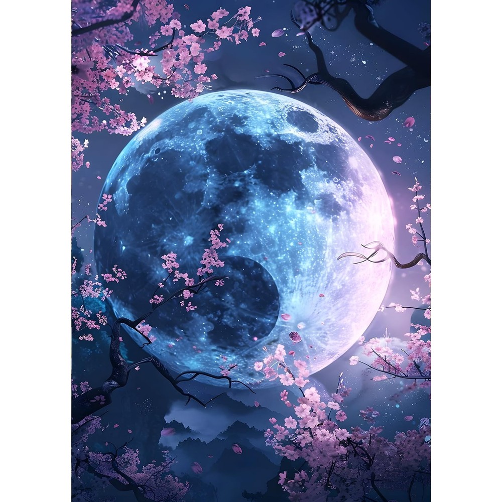 GDYEEH DIY 5D Bright Moon Diamond Art Kits, Round Full Drill Moonlit UCGD426