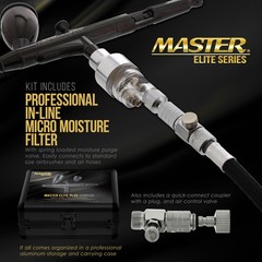 Master Elite Plus Airbrush Set, Superior Dual-Action Gravity Feed Kit, 0.3