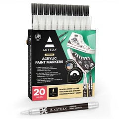 Acrylic Paint Markers, Set of 20 Black & White Acrylic Paint Pens, Art Marker…