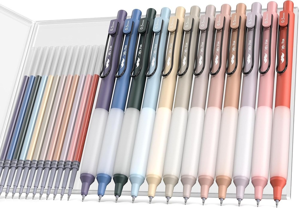Mr. Pen- Retractable Gel Pens with Case, 12 Pack, Colorful Ink, 12 Refills, Gel