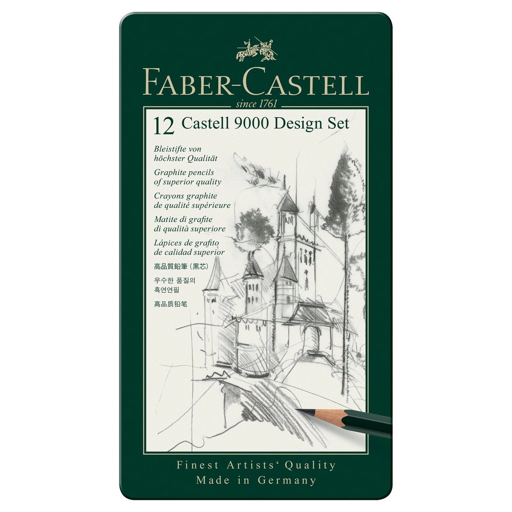 Brand New Faber-Castell 12 Castell 9000 Design Set – 12 Pencil Set Tin (GERMANY)