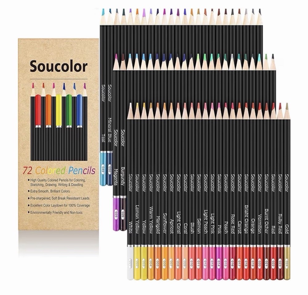 Soucolor 72-Color Colored Pencils for Adult 1 Count (Pack of 72), Multicolor