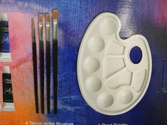 17 Pc Oil Paint Art Set w 4 Taklon Paint Brushes + Art Palette Value Professiona