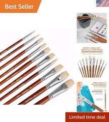 10-Piece Artist Paint Brush Set: Versatile Hog Hair Brushes for All Techniques